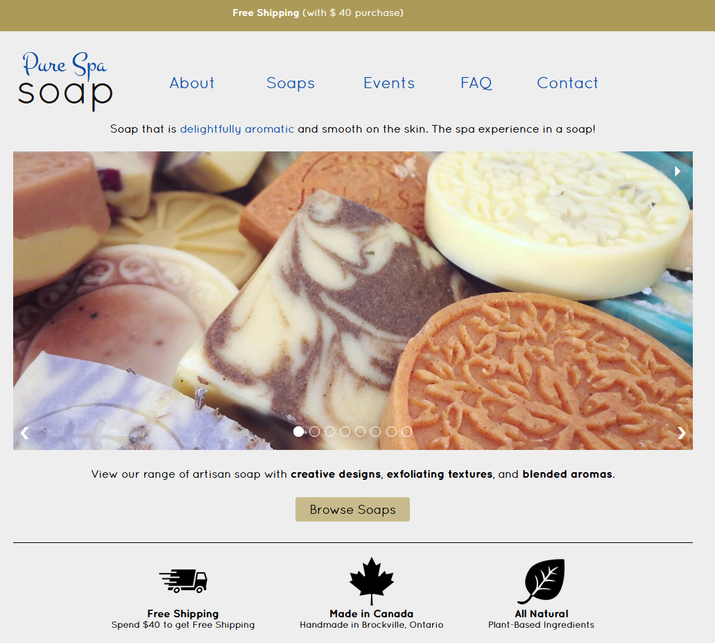 pure spa soap website