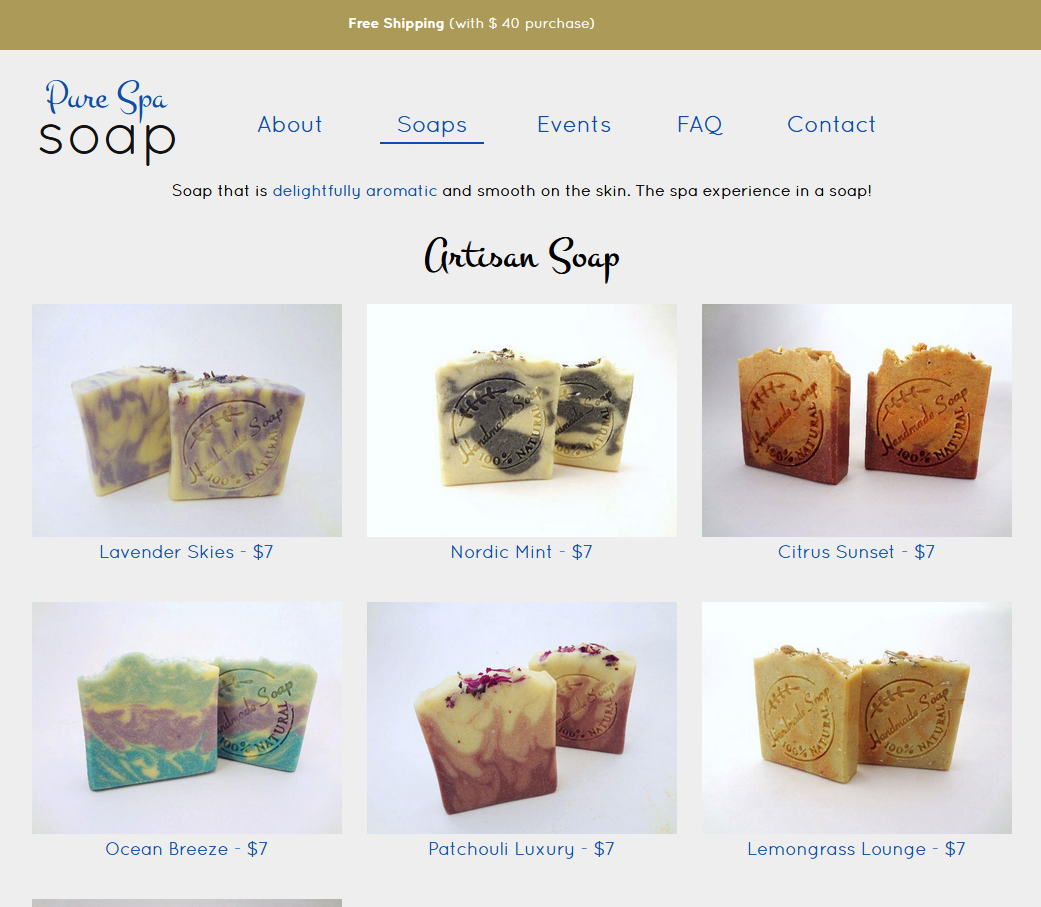 pure spa soap website photo